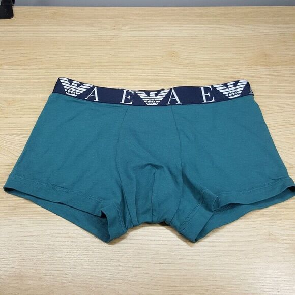 EMPORIO ARMANI Mens Boxer Briefs Small Teal Blue Stretch Logo - Picture 1 of 4